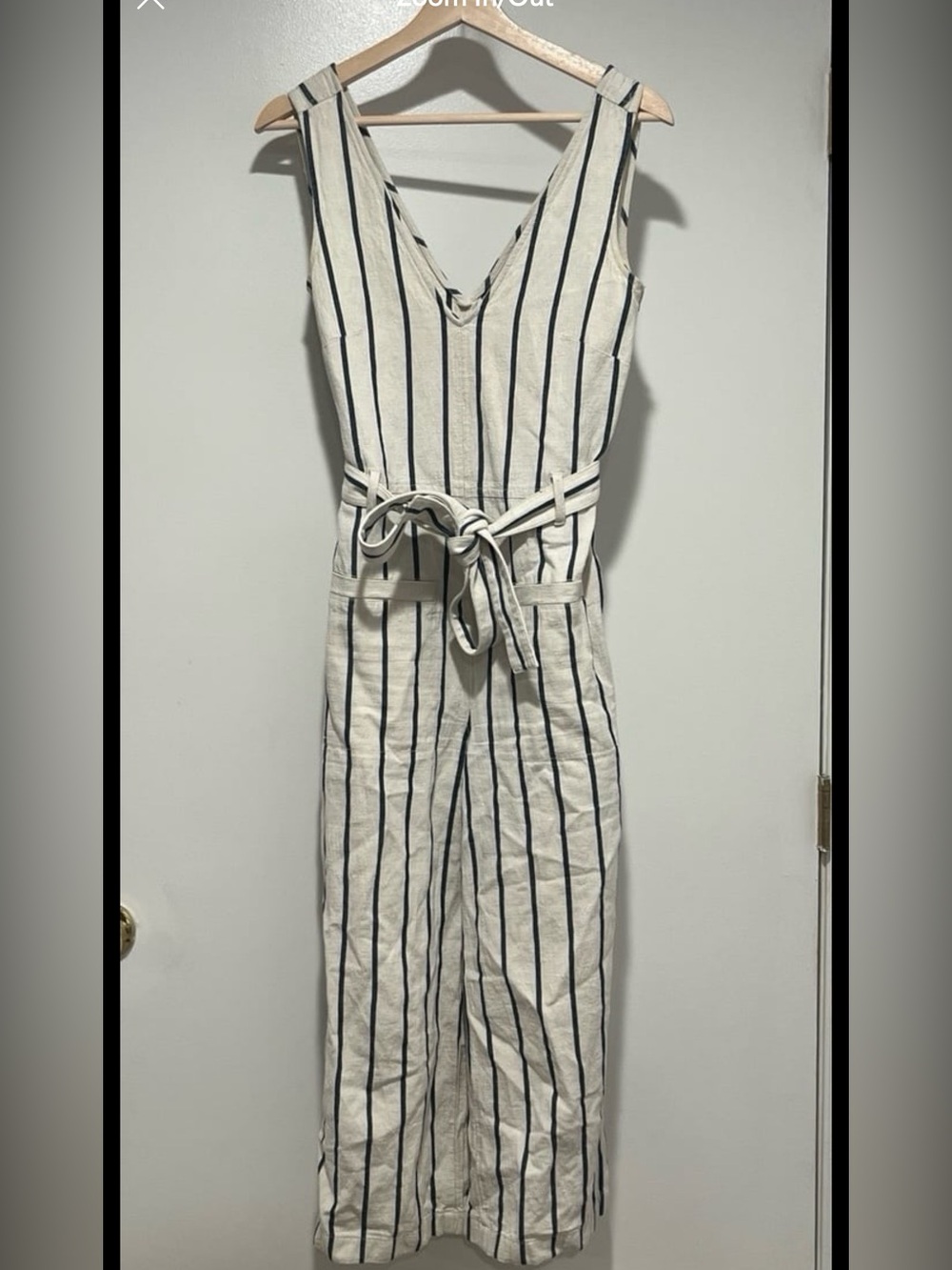 Madewell White Jumpsuit with Navy Stripes